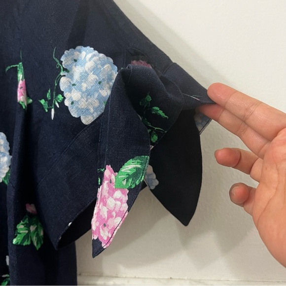 Charter Club 100% Linen Short Tie-Sleeve V Neck Top XL Casual Feminine Beach - Picture 4 of 10